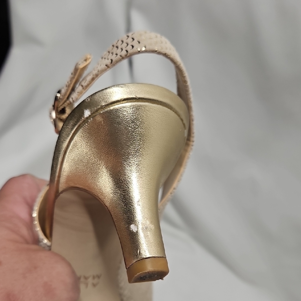 Alex Marie Marla Rhinestone Beaded Gold Pump Heel - Picture 8 of 10
